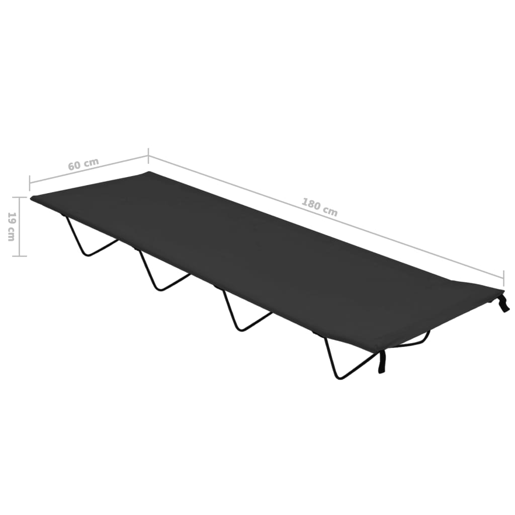 Kreveti za kampiranje 2 kom 180x60x19 cm tkanina i čelik crni