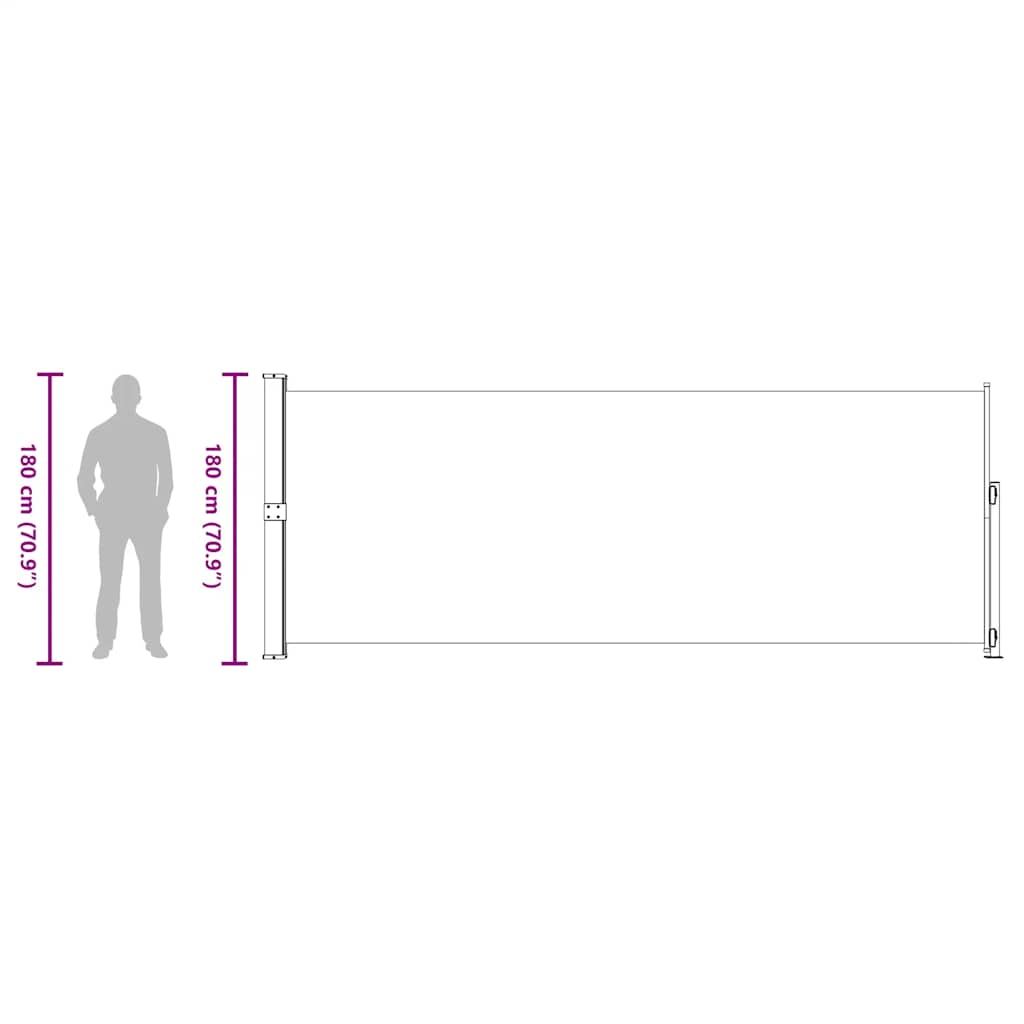 Uvlačiva bočna tenda za terasu 180 x 500 cm siva