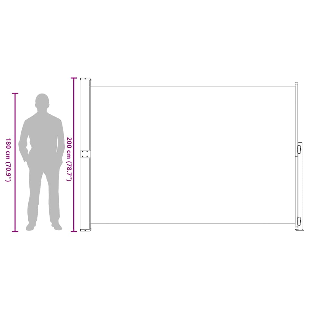 Uvlačiva bočna tenda za terasu 200 x 300 cm siva