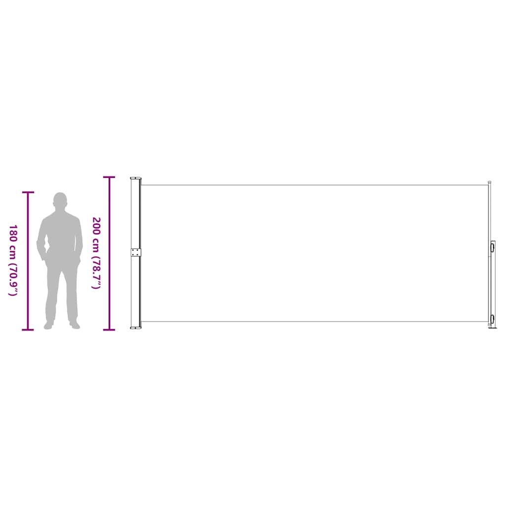 Uvlačiva bočna tenda za terasu 200 x 500 cm crna