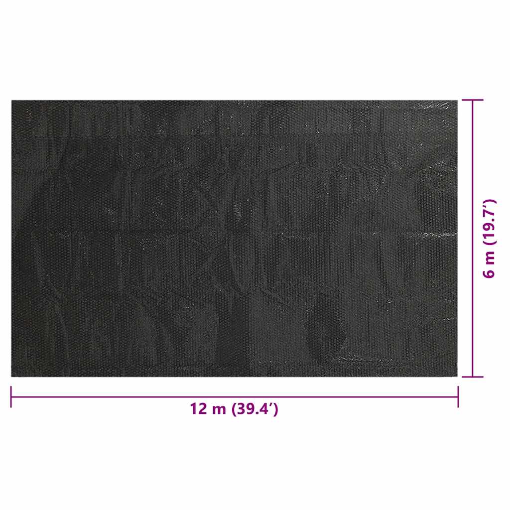 Pravokutni pokrivač za bazen 1200 x 600 cm PE crni
