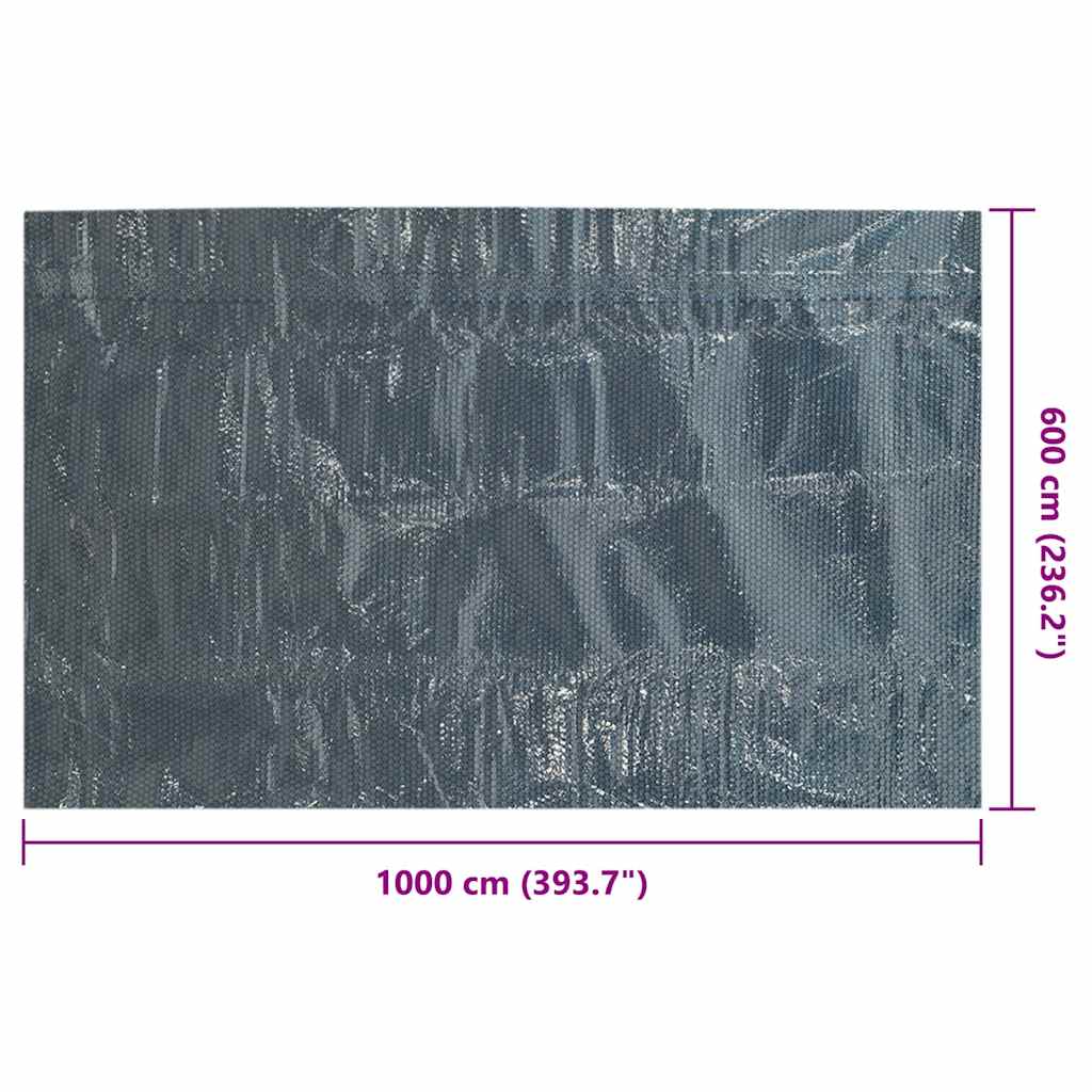 Plutajući PE solarni pokrov za bazen 1000 x 600 cm crno-plavi