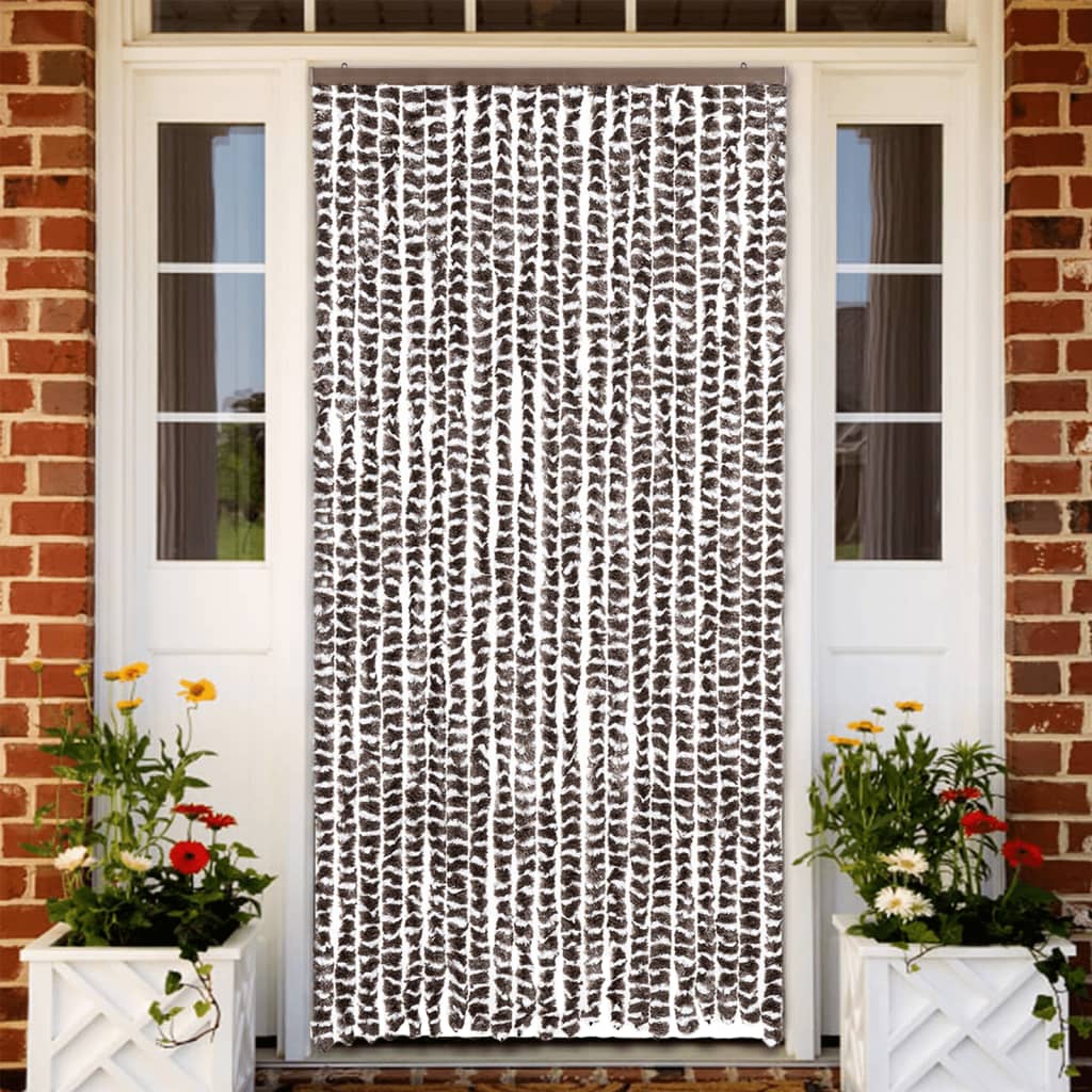 Zastor protiv insekata smeđe-bijeli 90 x 220 cm šenil