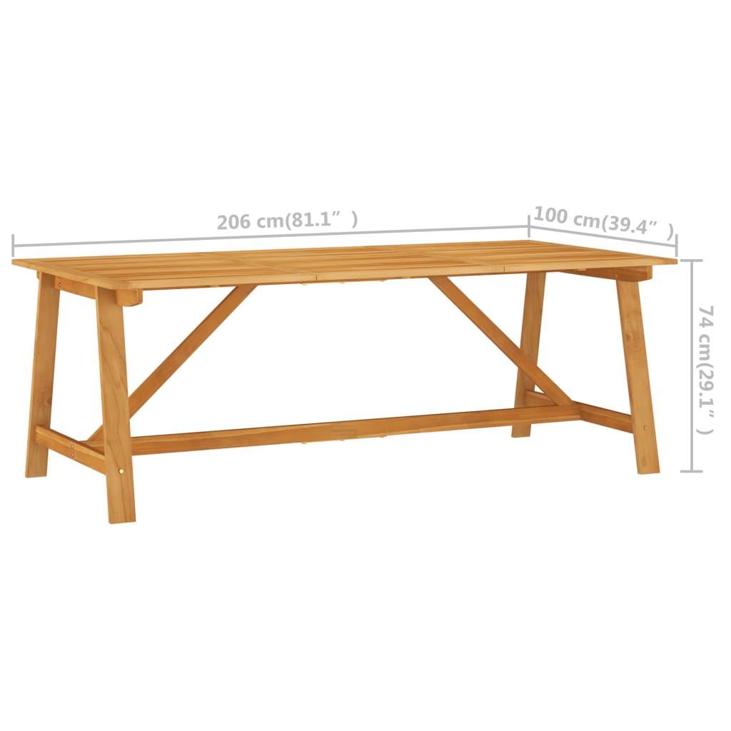 Vrtni blagovaonski stol 206x100x74 cm od masivnog drva bagrema