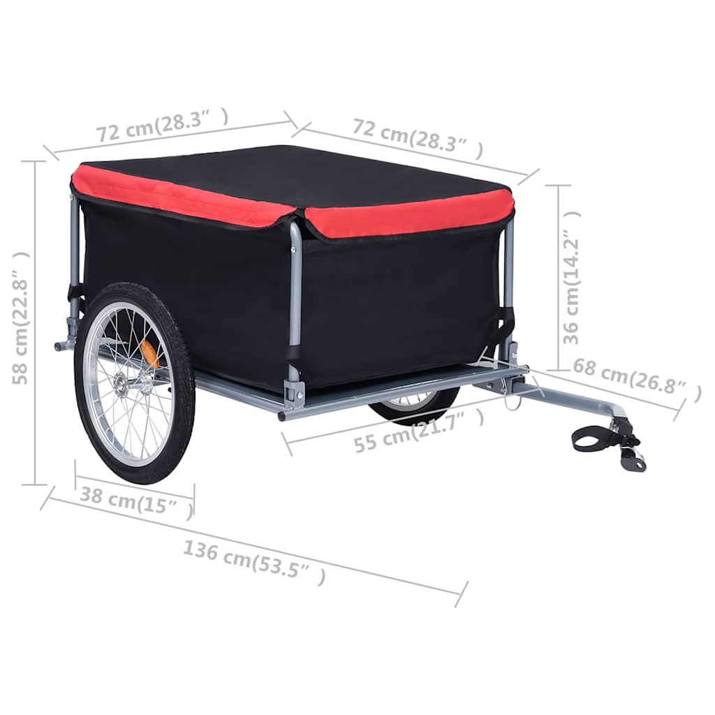 Prikolica za bicikl crno-crvena 65 kg