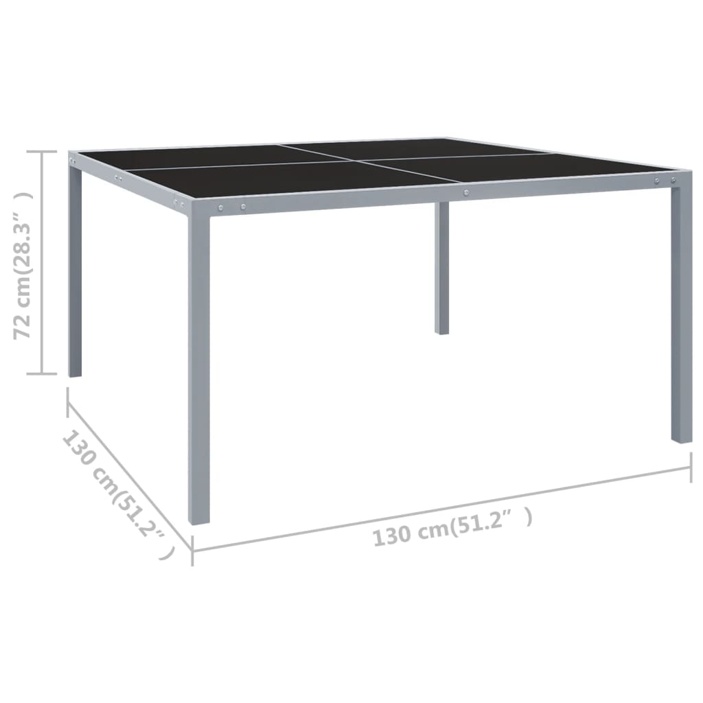 Vrtni stol 130 x 130 x 72 cm sivi od čelika i stakla