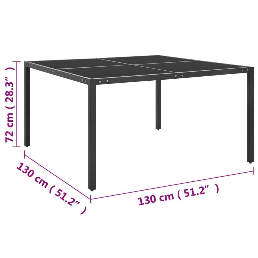 Vrtni stol antracit 130 x 130 x 72 cm od čelika i stakla