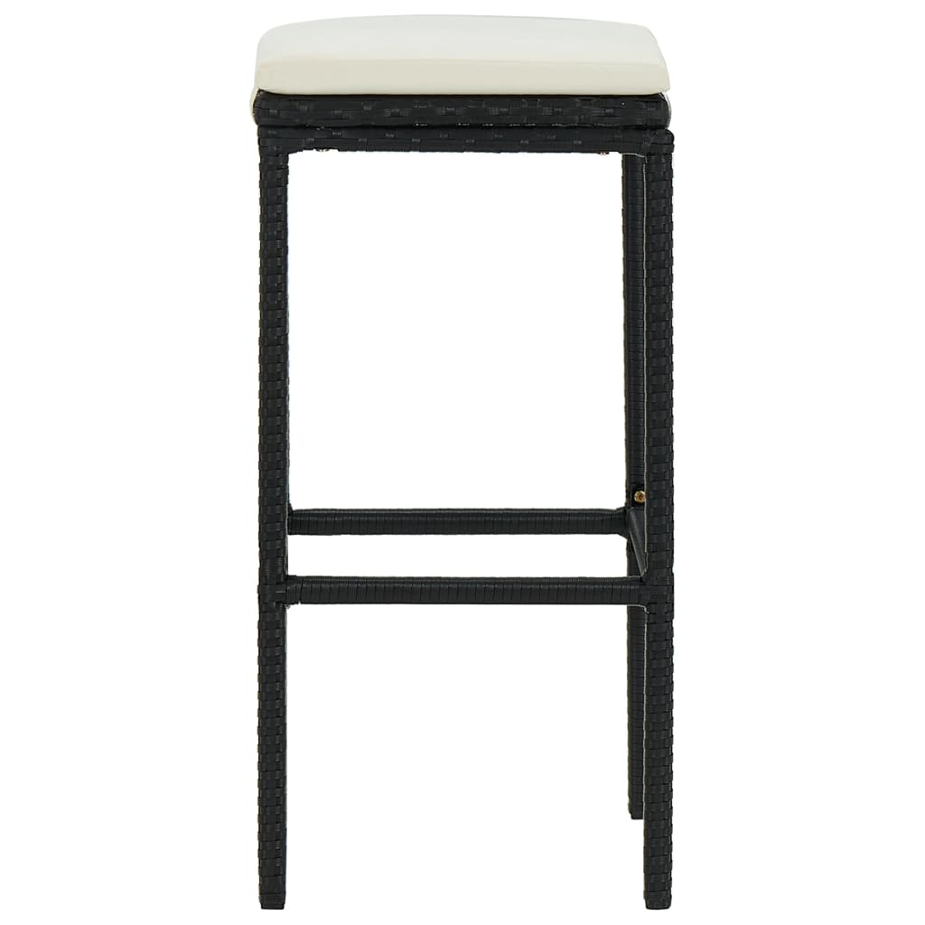 Barski stolci s jastucima 2 kom crni od poliratana
