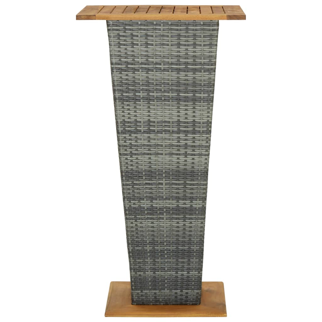 Barski stol sivi 60x60x110 cm poliratan i masivno drvo bagrema
