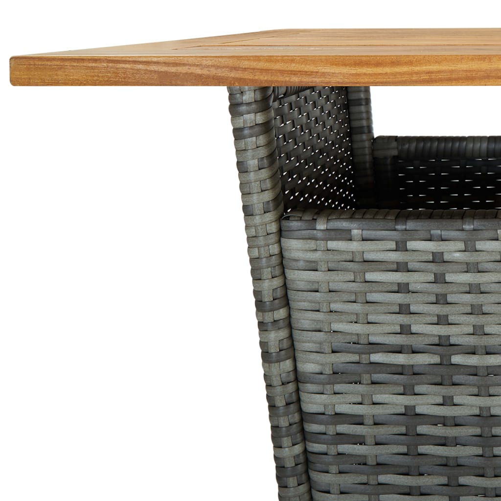 Barski stol sivi 60x60x110 cm poliratan i masivno drvo bagrema