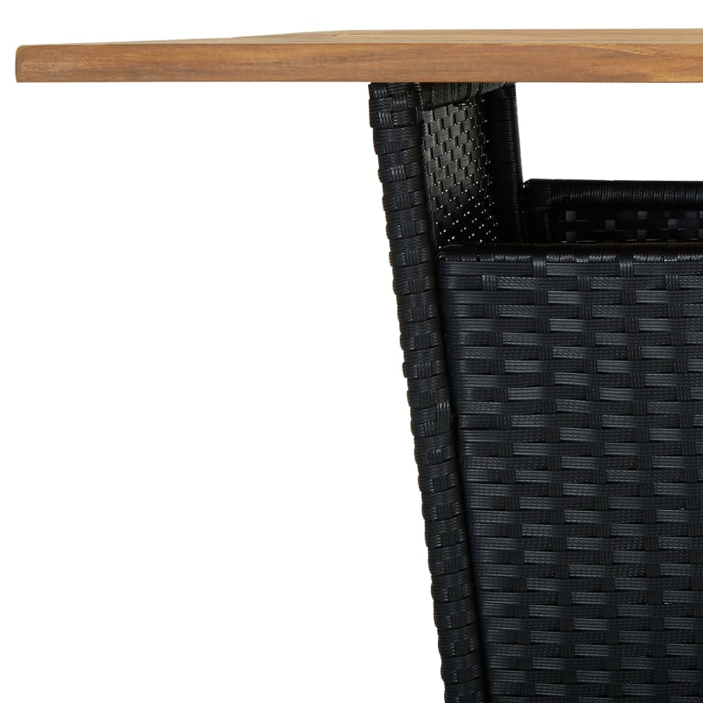 Barski stol crni 80x80x110 cm poliratan i masivno drvo bagrema
