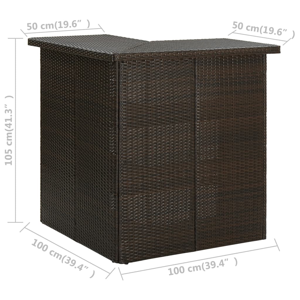 Kutni barski stol smeđi 100 x 50 x 105 cm od poliratana
