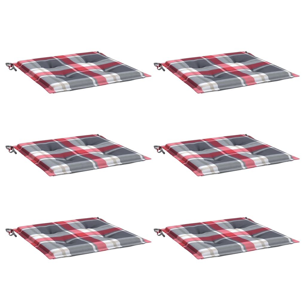 Jastuci za vrtne stolice 6kom crveni karirani 40x40x4cm tkanina
