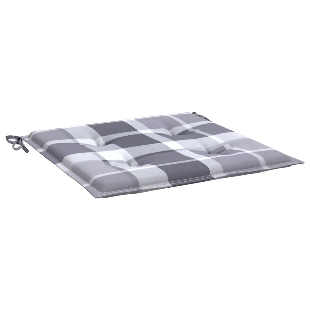 Jastuci za vrtne stolice 6 kom sivi karirani 40x40x4 cm tkanina
