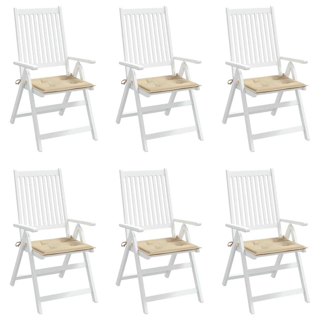 Jastuci za vrtne stolice 6 kom bež 50x50x4 cm od tkanine Oxford