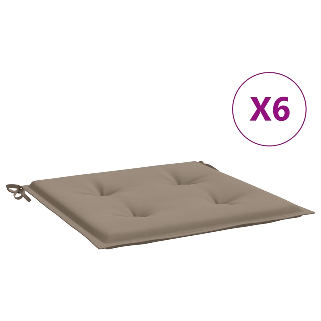 Jastuci za vrtne stolice 6 kom smeđesivi 50x50x4 cm od tkanine