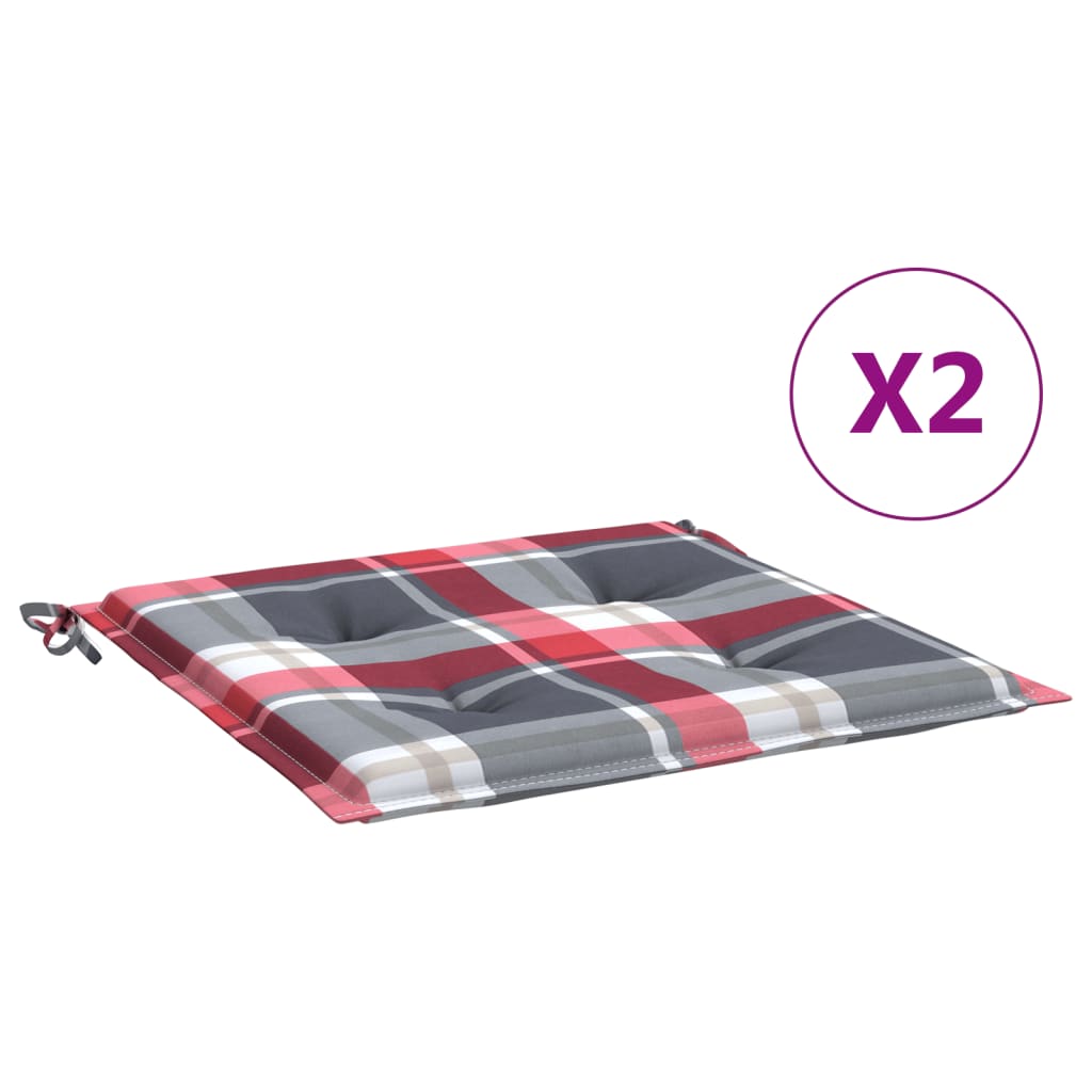 Jastuci za vrtne stolice 2kom crveni karirani 50x50x4cm tkanina