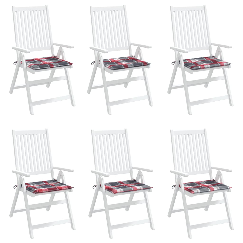 Jastuci za vrtne stolice 6kom crveni karirani 50x50x4cm tkanina