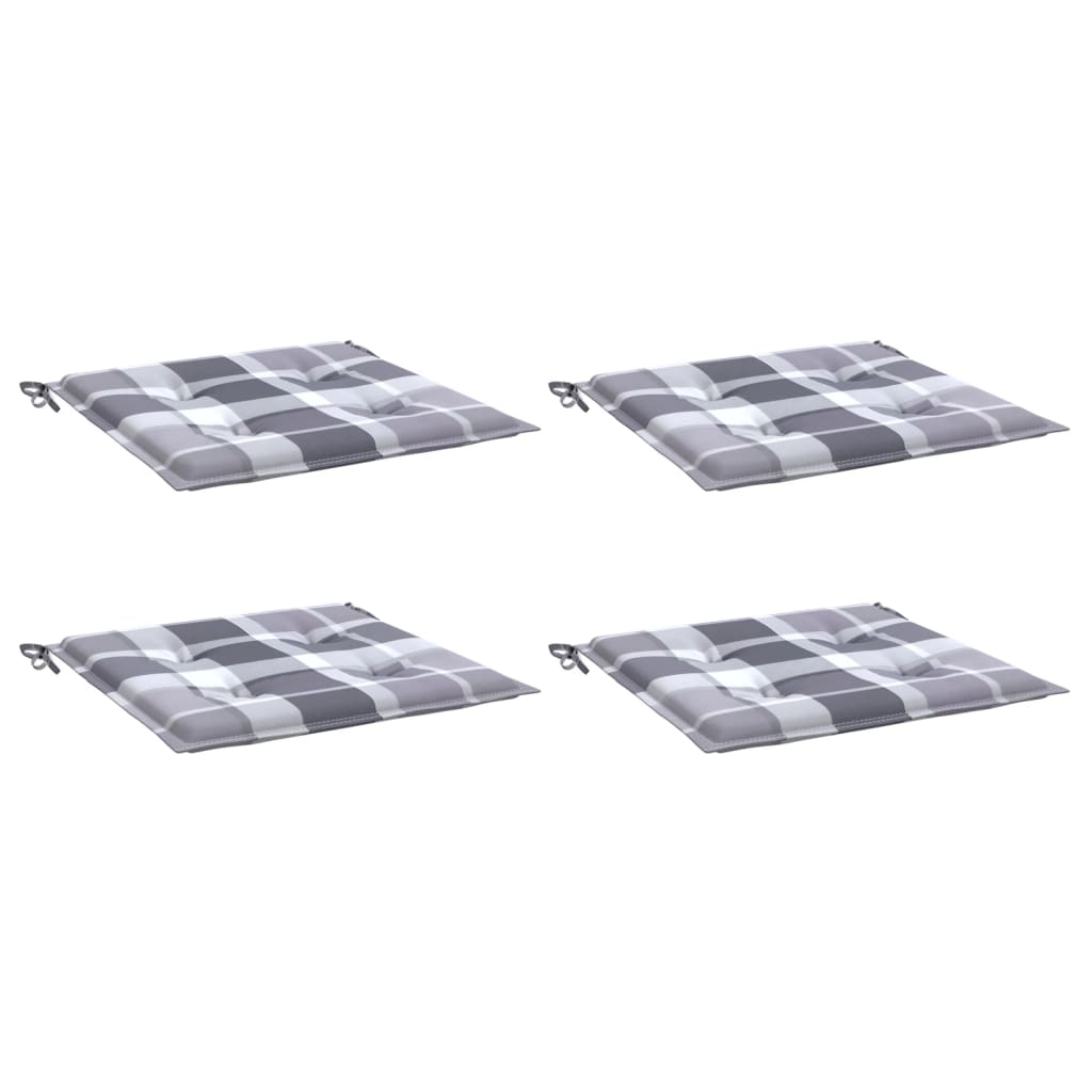 Jastuci za vrtne stolice 4 kom sivi karirani 50x50x4 cm tkanina