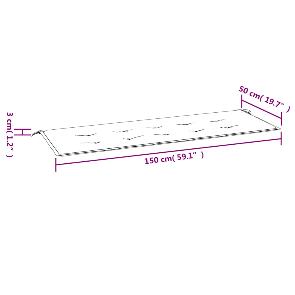 Jastuk za vrtnu klupu plavi 150 x 50 x 3 cm od tkanine Oxford