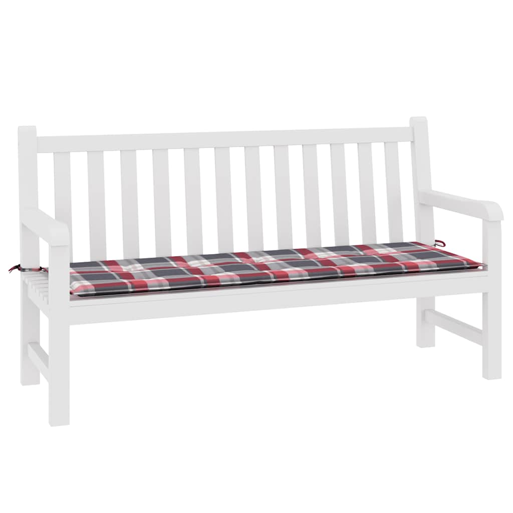 Jastuk za vrtnu klupu crveni karirani 150x50x4cm tkanina Oxford