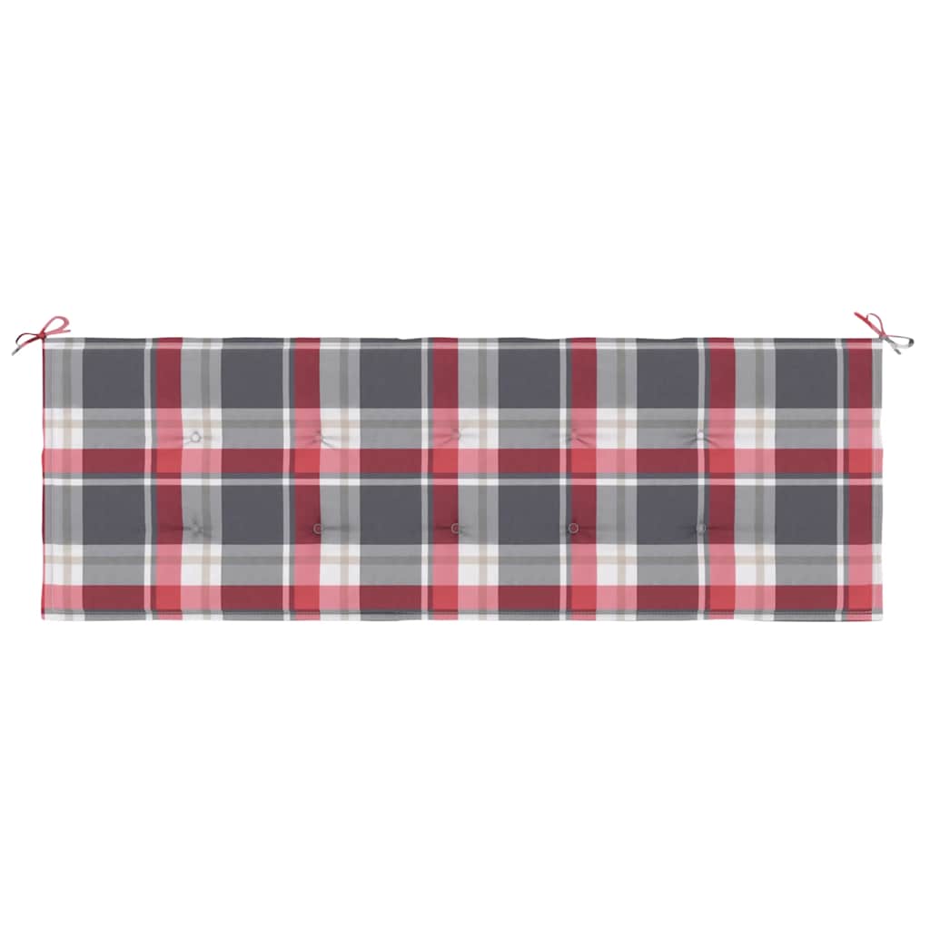 Jastuk za vrtnu klupu crveni karirani 150x50x4cm tkanina Oxford