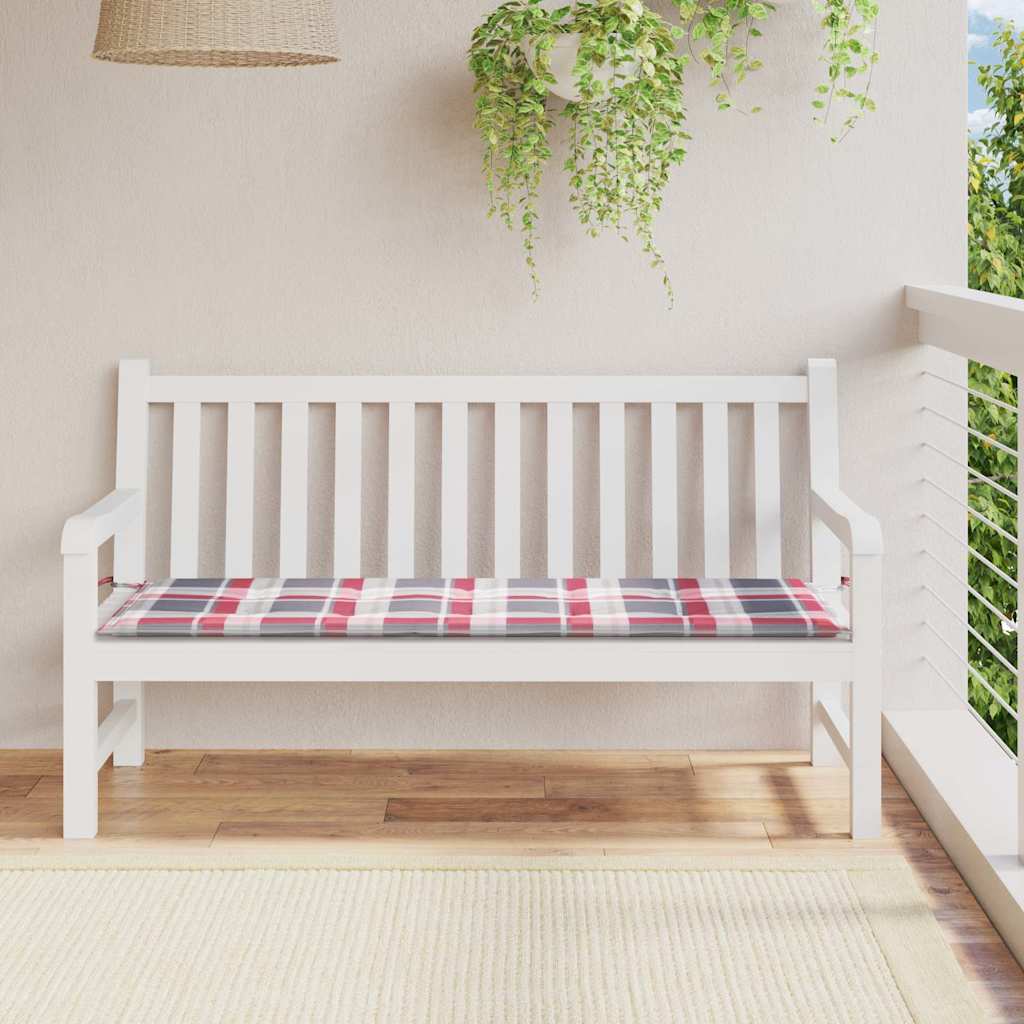 Jastuk za vrtnu klupu crveni karirani 150x50x4cm tkanina Oxford