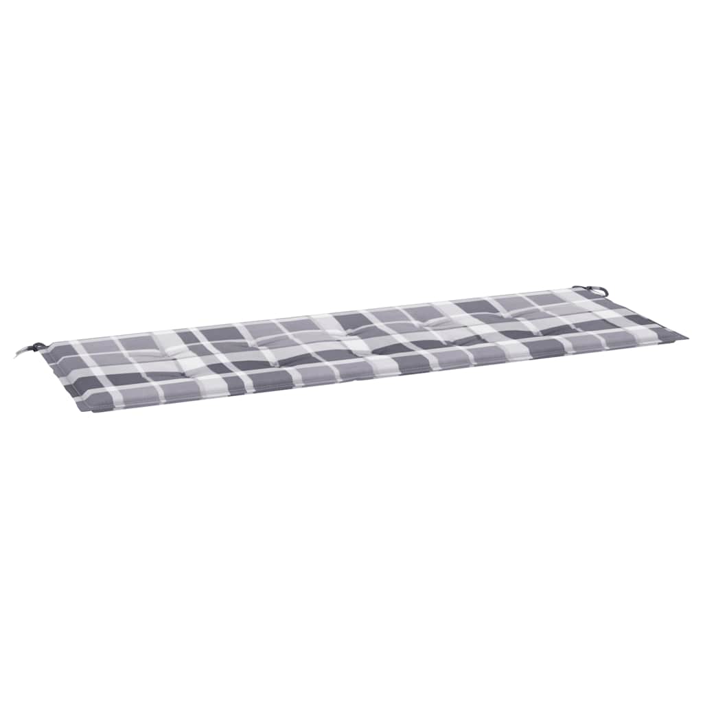 Jastuk za vrtnu klupu sivi karirani 150x50x4 cm tkanina Oxford