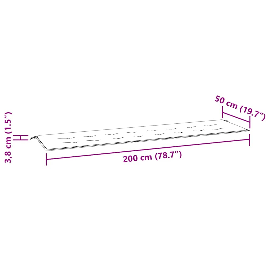 Jastuk za vrtnu klupu plavi 200x50x4 cm od tkanine Oxford