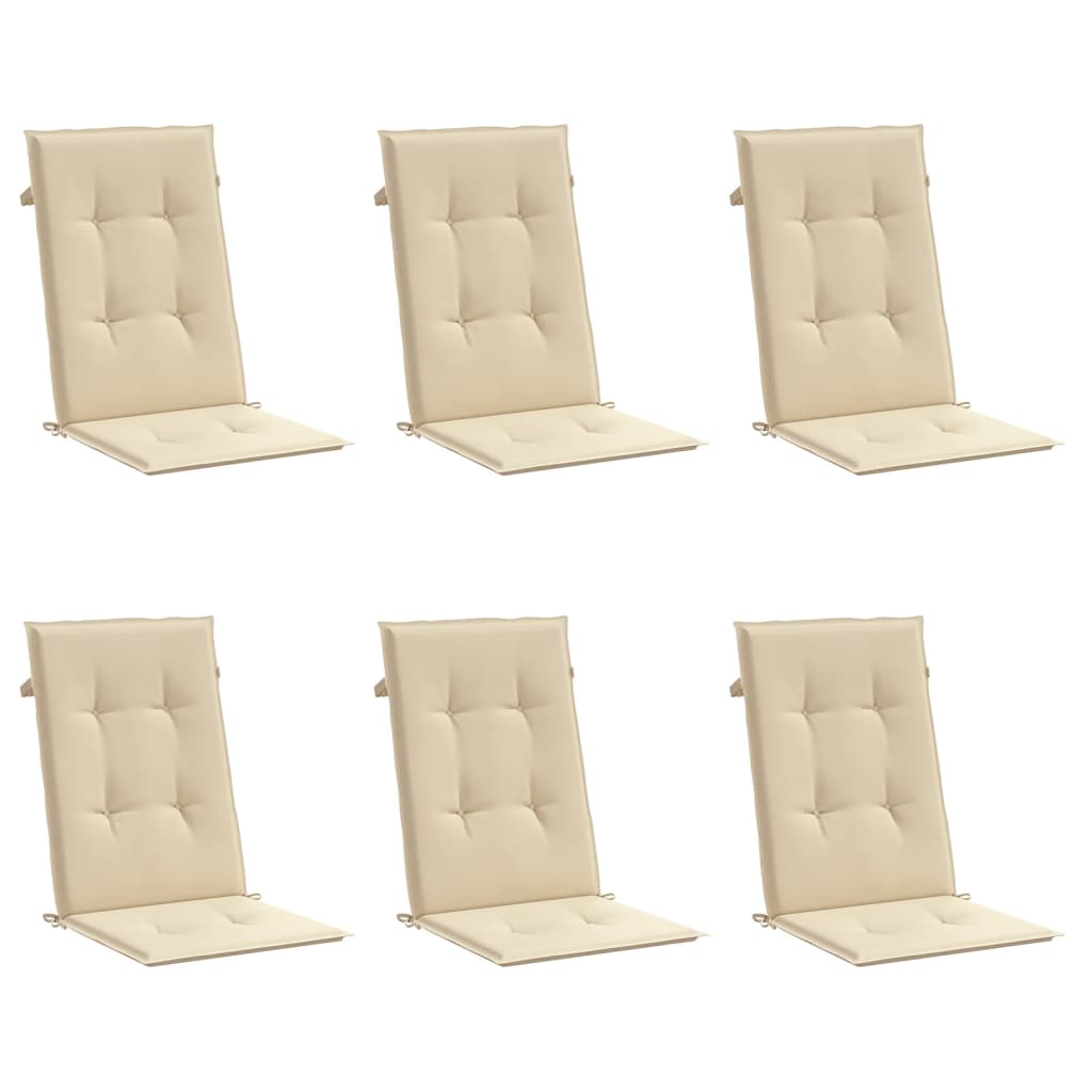 Jastuci za vrtne stolice 6 kom bež 120 x 50 x 3 cm od tkanine