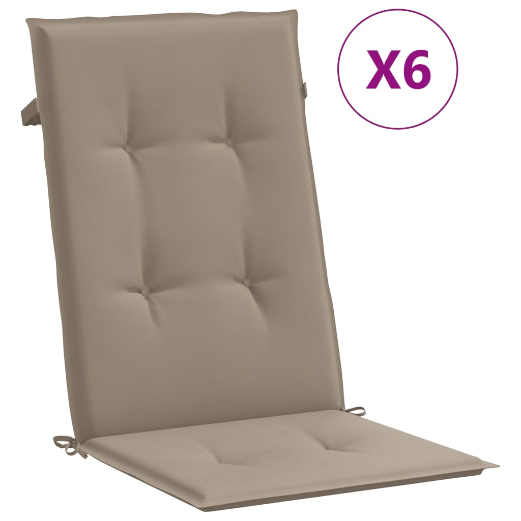 Jastuci za vrtne stolice 6 kom smeđesivi 120x50x3 cm od tkanine