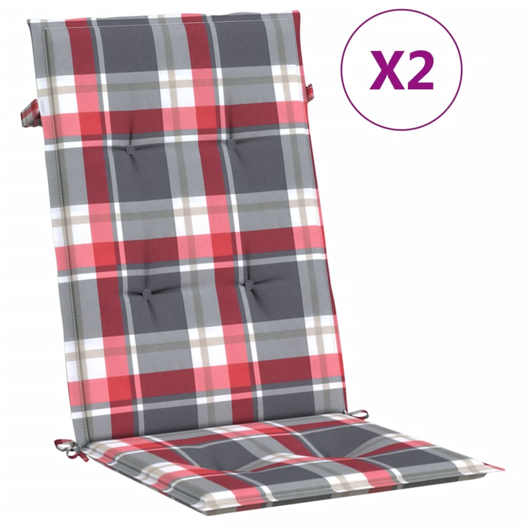 Jastuci za stolice 2 kom crveni karirani 120x50x3 cm od tkanine