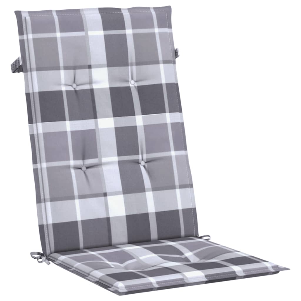 Jastuci za stolice 4 kom sivi karirani 120x50x3 cm od tkanine