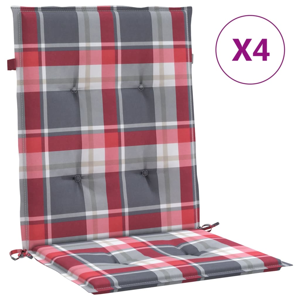 Jastuci za stolice 4 kom crveni karirani 100x50x3 cm od tkanine