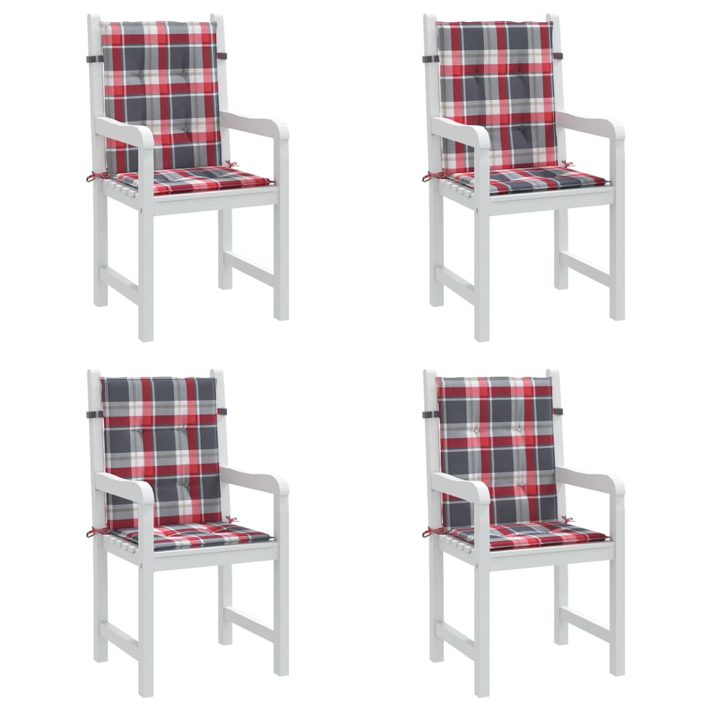 Jastuci za stolice 4 kom crveni karirani 100x50x3 cm od tkanine