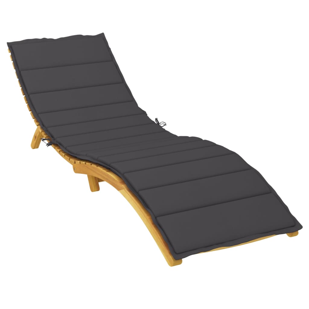 Jastuk za ležaljku crni 200 x 50 x 3 cm od tkanine Oxford