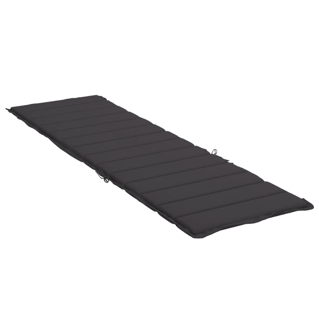 Jastuk za ležaljku crni 200 x 60 x 3 cm od tkanine Oxford