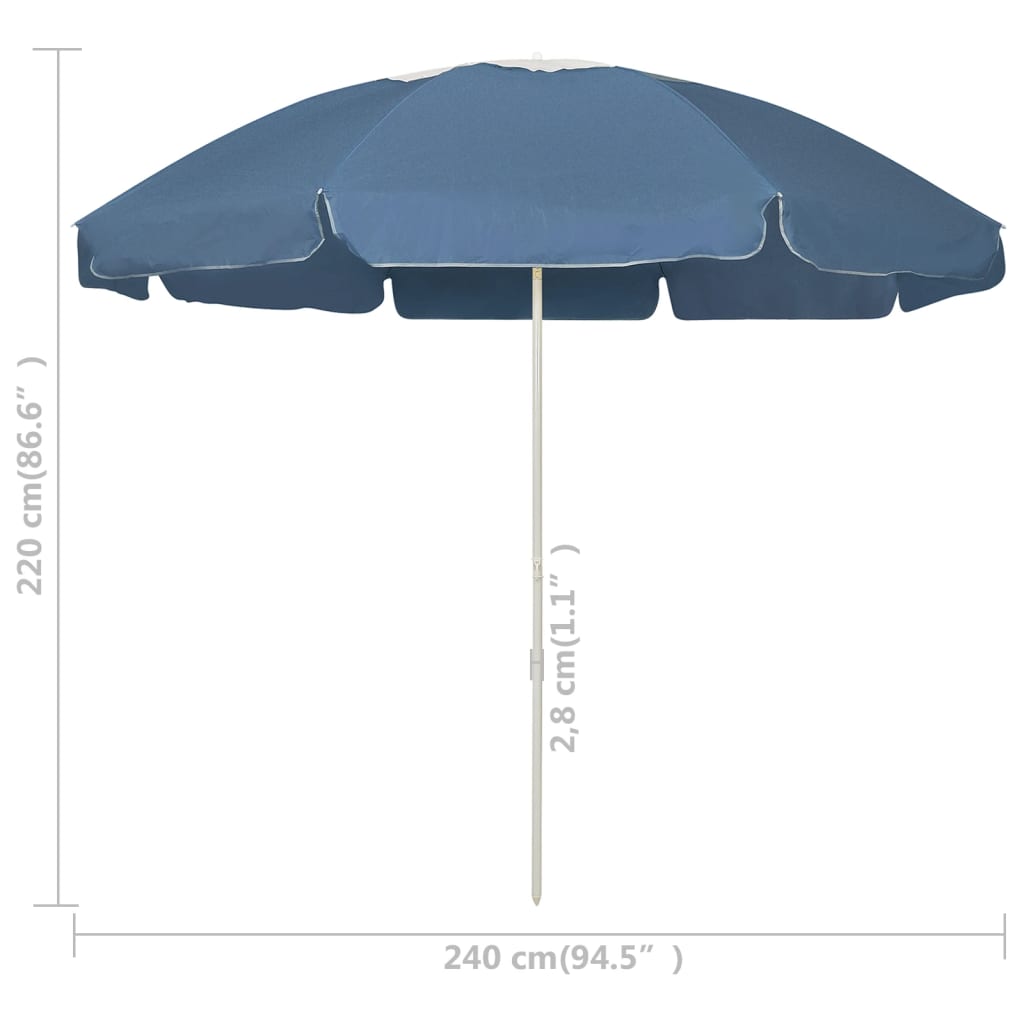 Suncobran za plažu plavi 240 cm