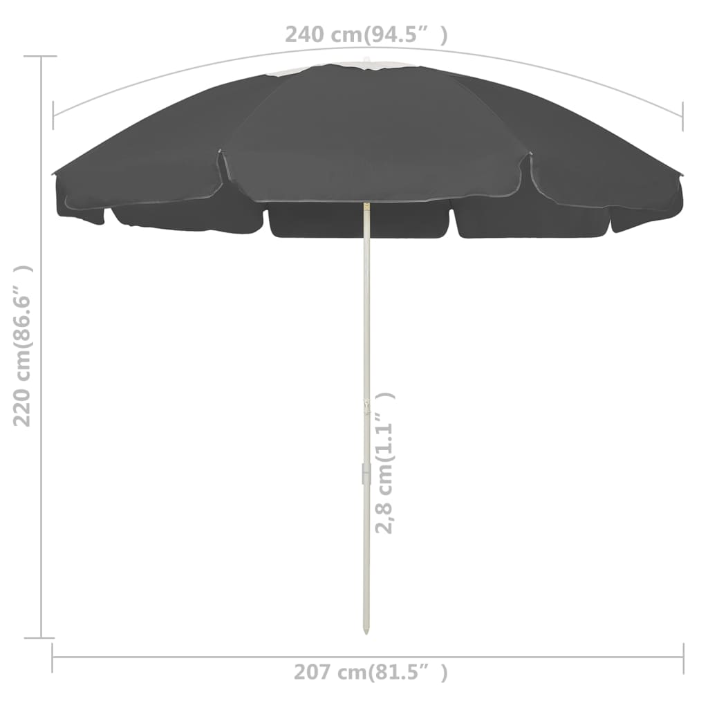 Suncobran za plažu antracit 240 cm