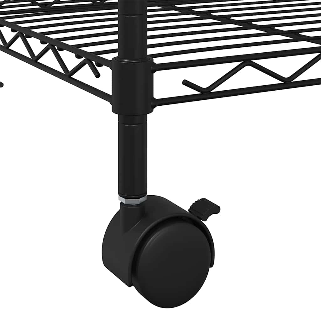 Stalak za pohranu s 3 razine i kotačima 60x35x81 cm crni 150 kg
