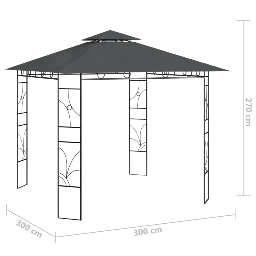 Sjenica 3 x 3 x 2,7 m antracit 160 g/m²
