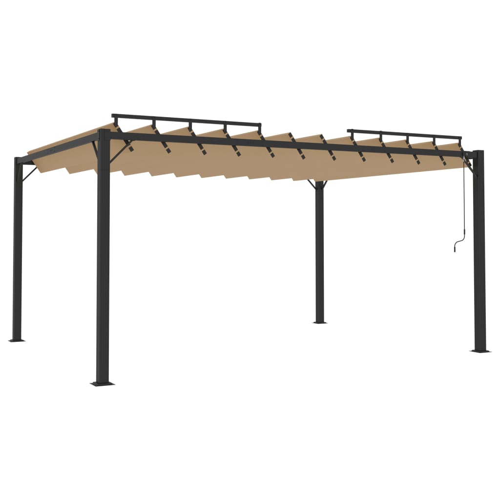 Sjenica s rešetkastim krovom 3x4 m smeđe-siva tkanina/aluminij