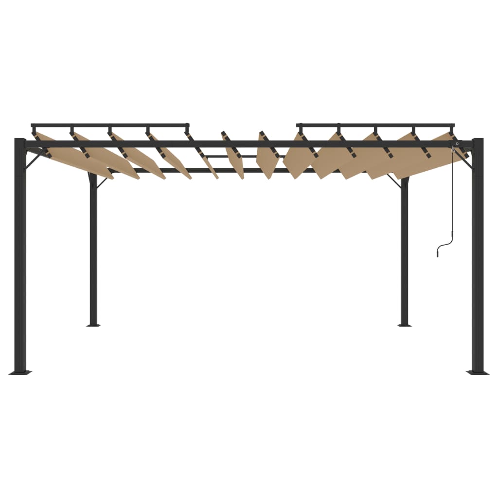Sjenica s rešetkastim krovom 3x4 m smeđe-siva tkanina/aluminij