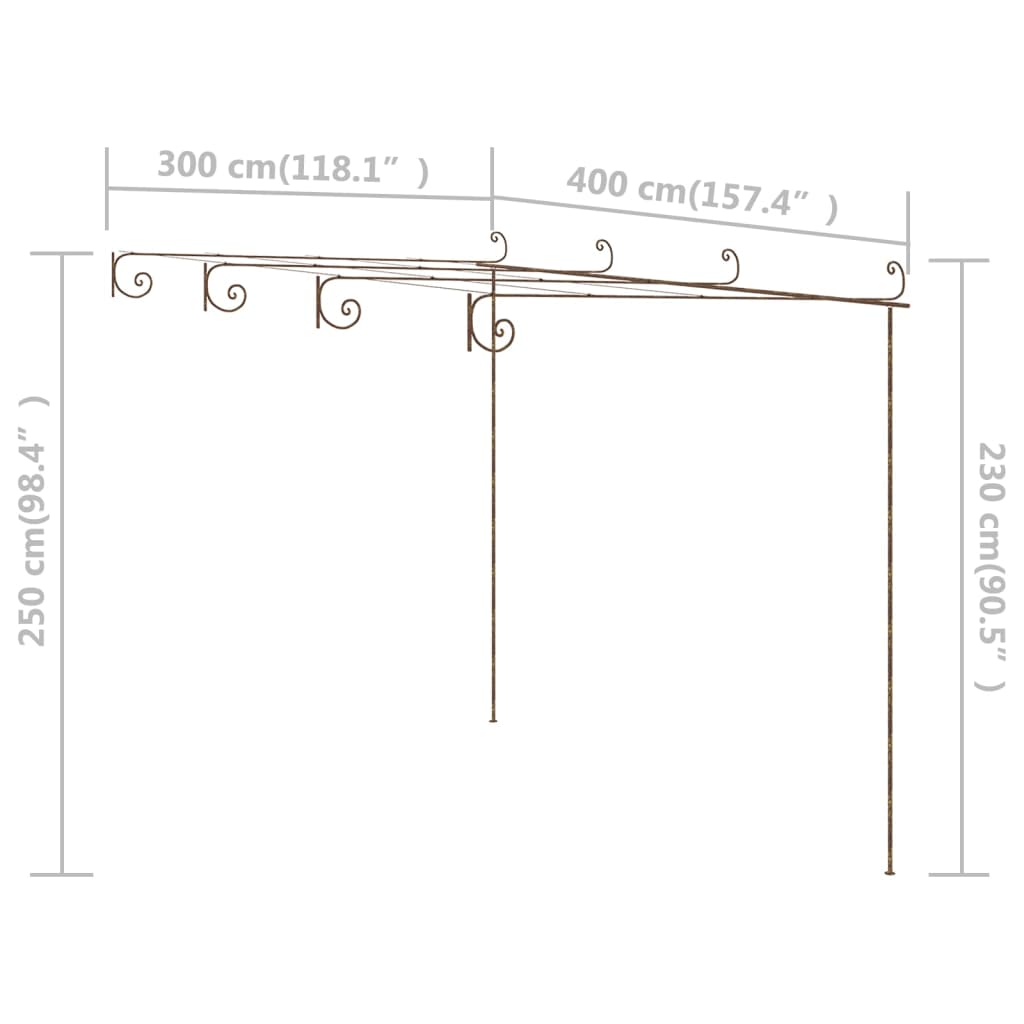 Vrtna pergola antikna smeđa 4 x 3 x 2,5 m željezna