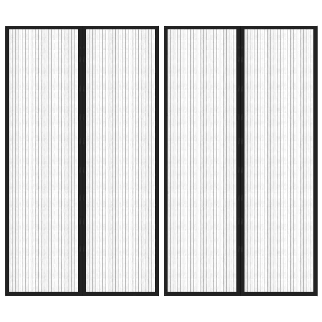 Zastori protiv insekata 2 kom s magnetima 200 x 80 cm crni