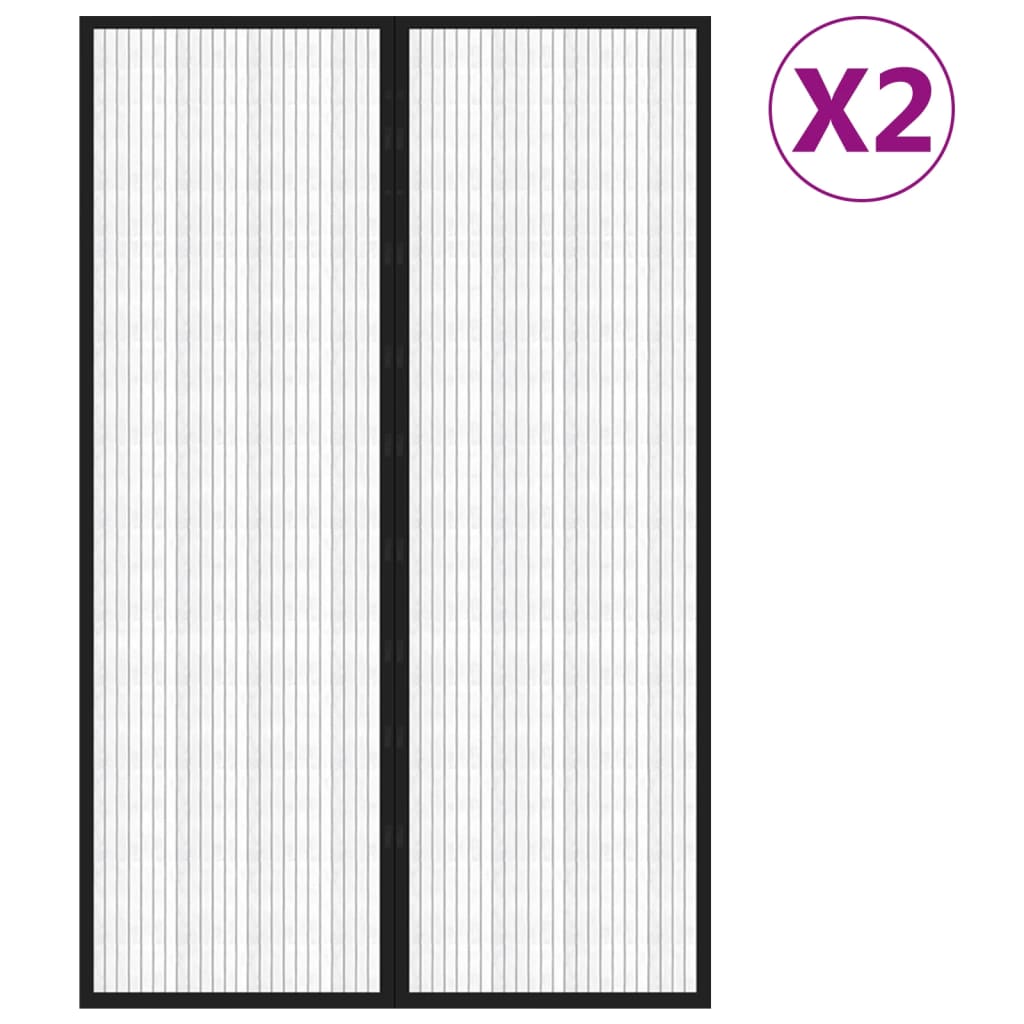 Zastori protiv insekata 2 kom s magnetima 220 x 130 cm crni