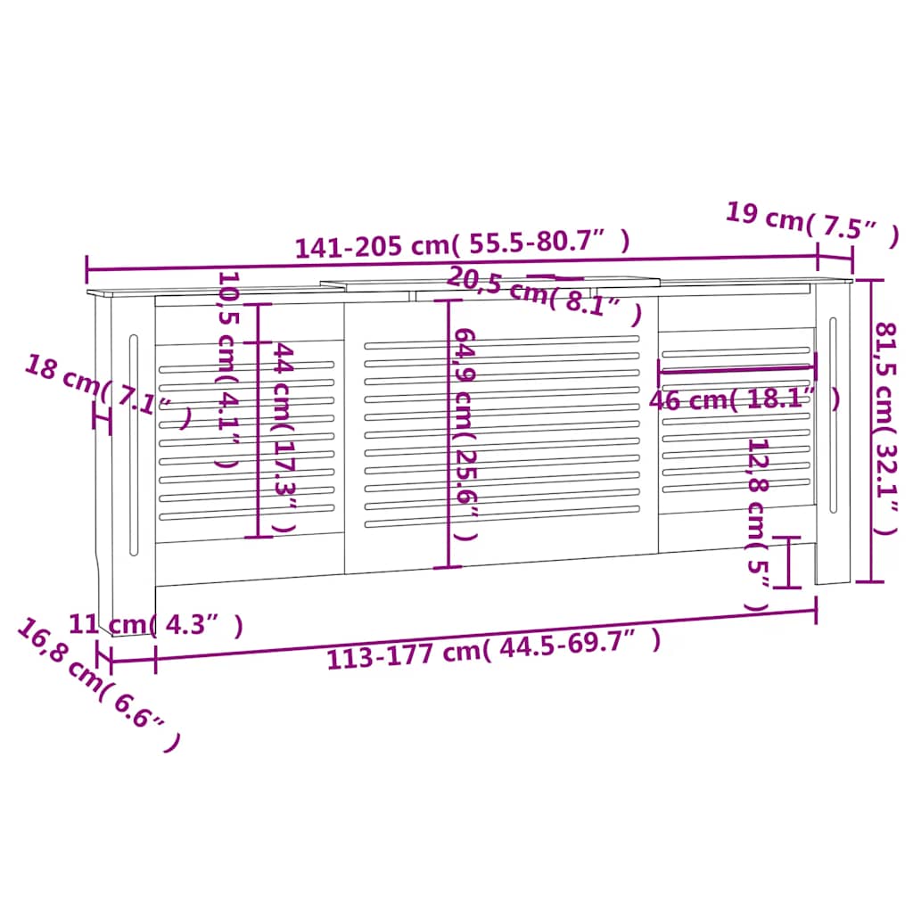 Pokrov za radijator MDF 205 cm