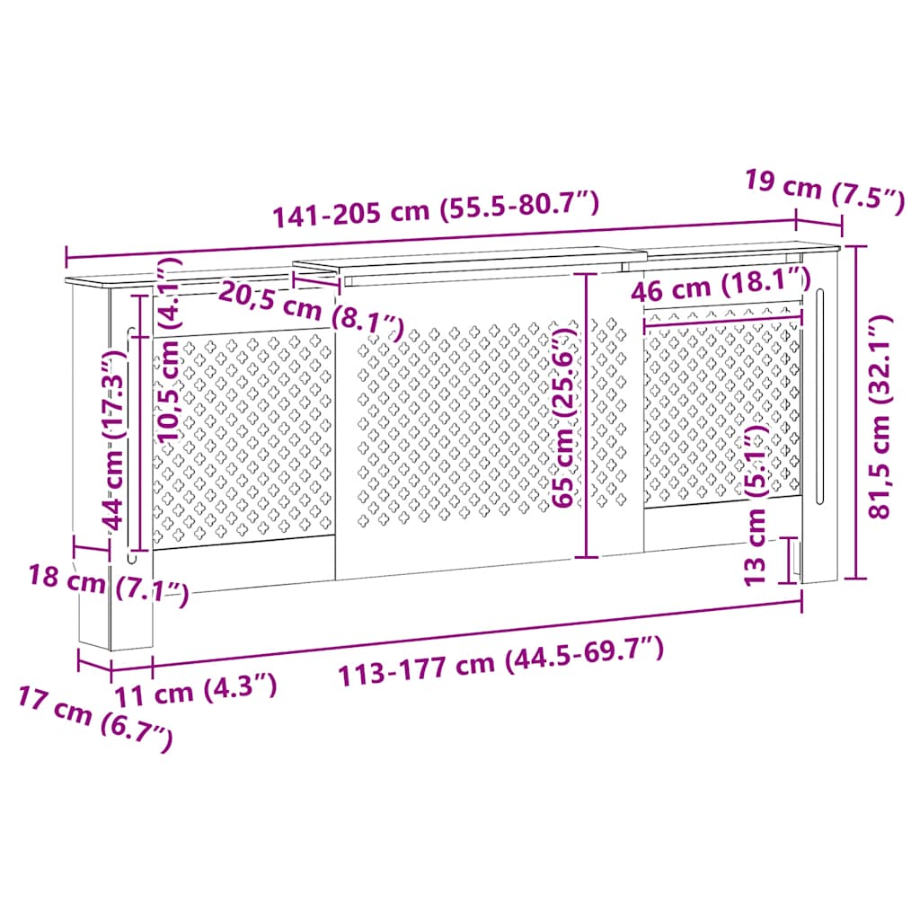 Pokrov za radijator MDF 205 cm