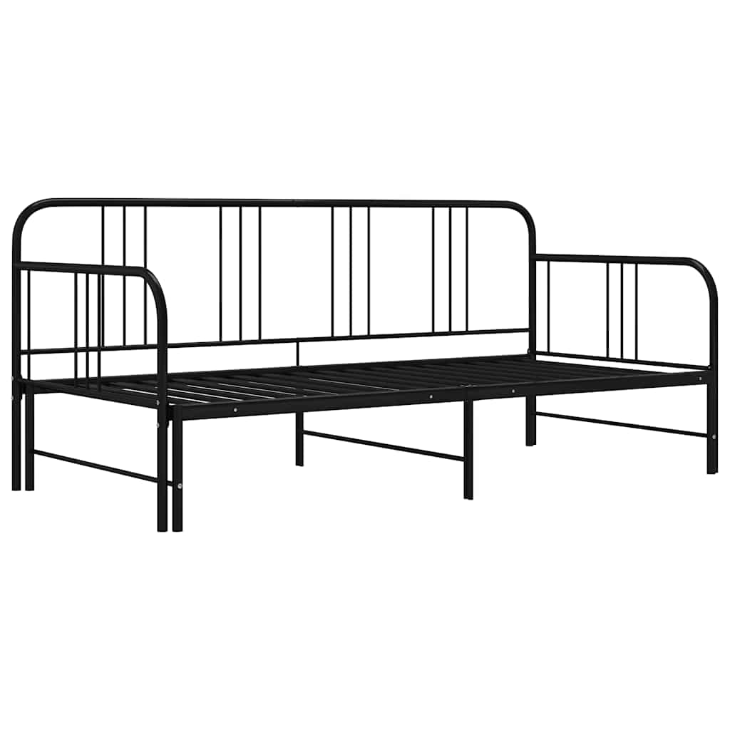 Okvir za krevet na razvlačenje crni metalni 90 x 200 cm