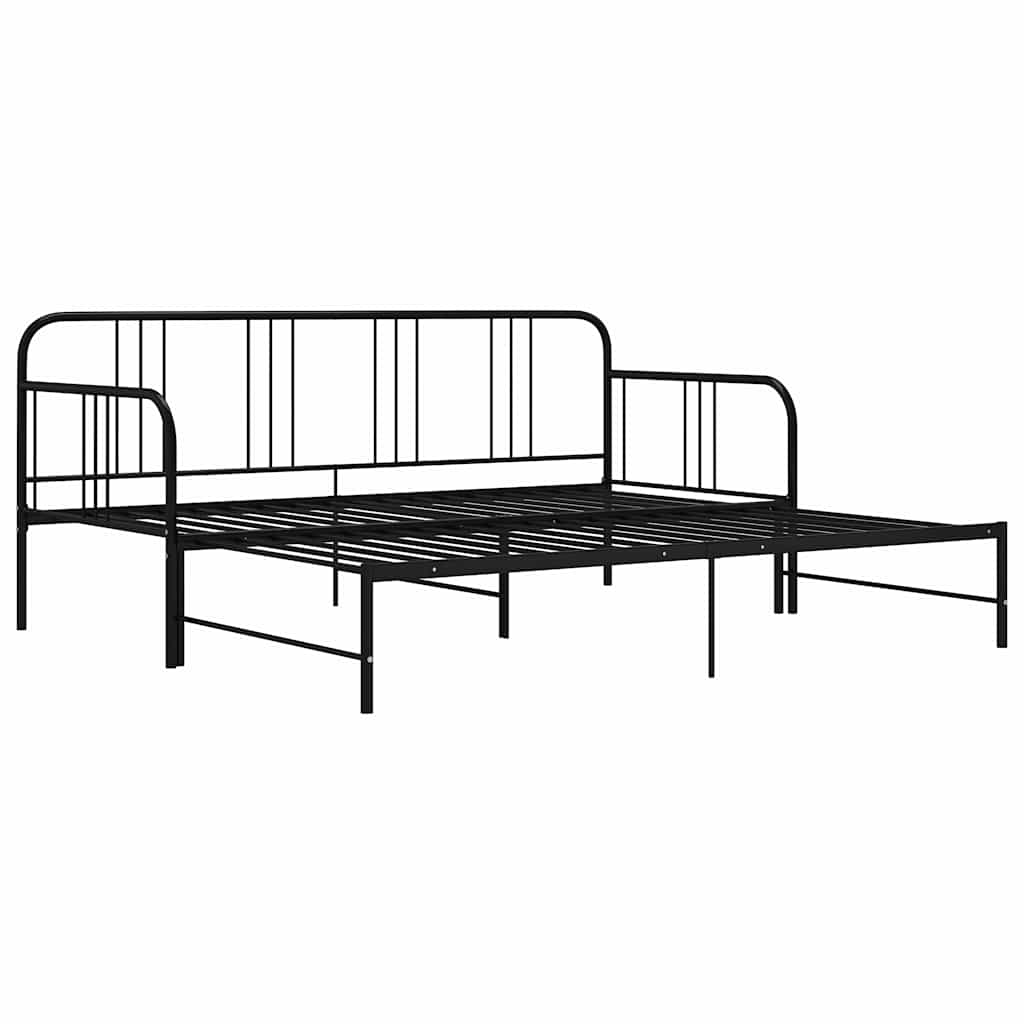 Okvir za krevet na razvlačenje crni metalni 90 x 200 cm